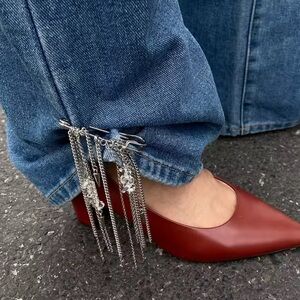 Silver Fringe Crystal Chain Accessory Jeans Pants Ankle Pin Brand New
